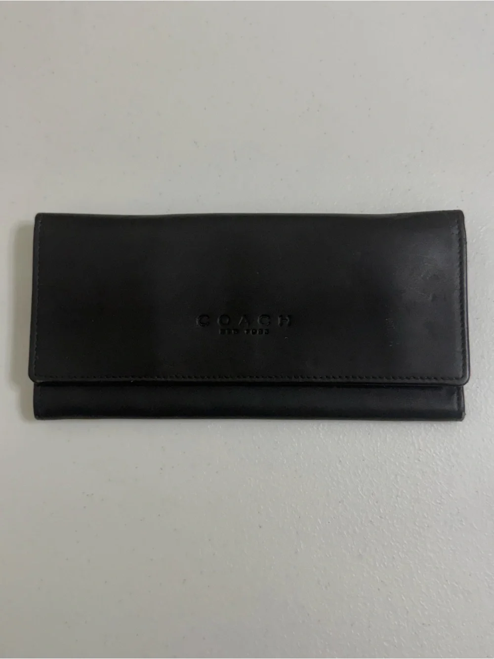 COACH New York Black Smooth Leather Envelope Soft Wallet - Classic Minimalist